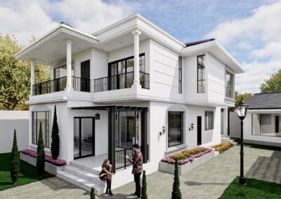 Casa estilo contemporáneo con elementos clásicos