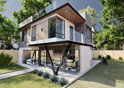 Vivienda de volúmenes superpuestos